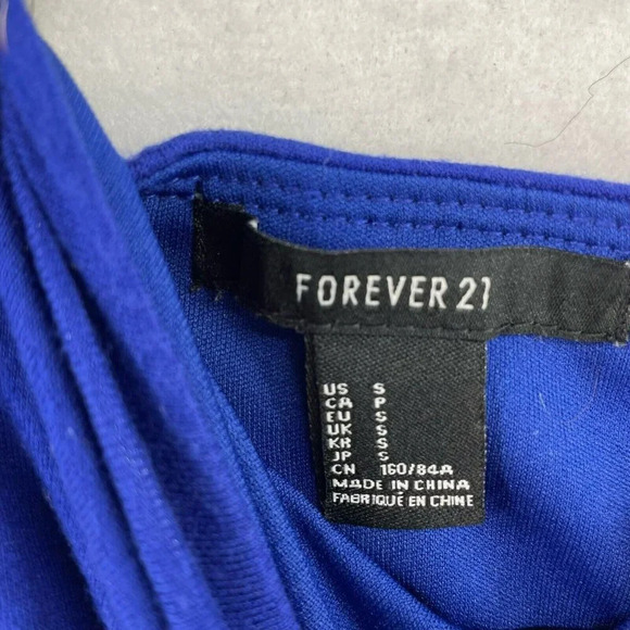 Forever 21 Maxi Dress Women's Sz Small Royal Blue Strapless Pleated Long - Picture 9 of 10